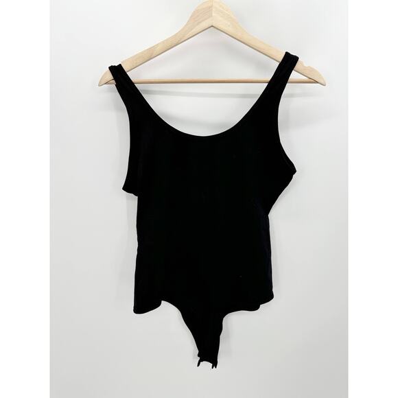 TTWELL Bodysuit Women LARGE Black Cotton Spandex Blend Stretch Sleeveless - Picture 1 of 7